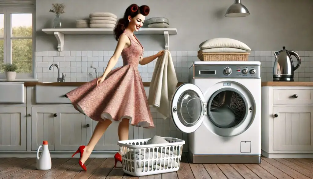 Sängkläder som tvättas i tvättmaskin